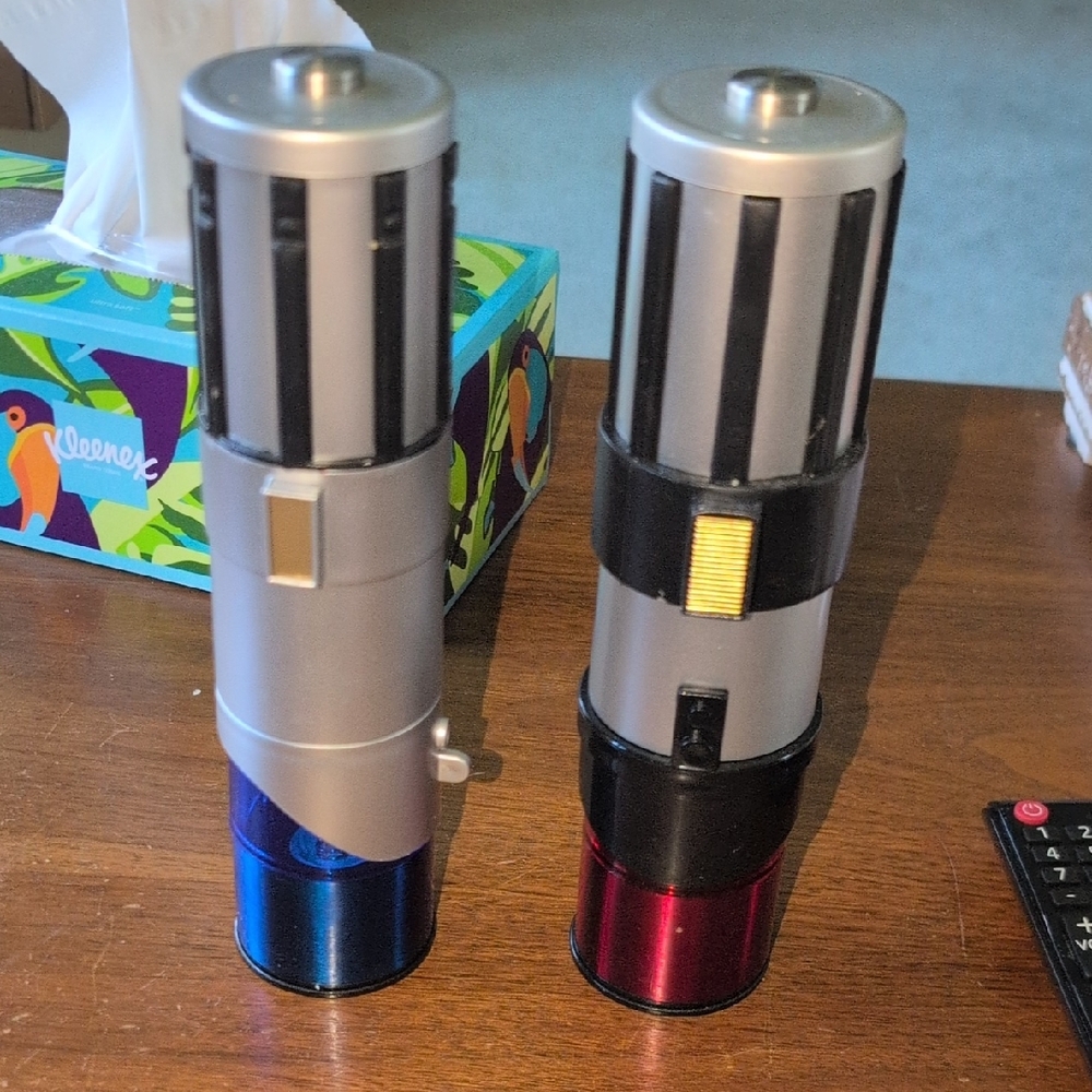 Silver and Black Lightsaber Salt And Pepper Grinders